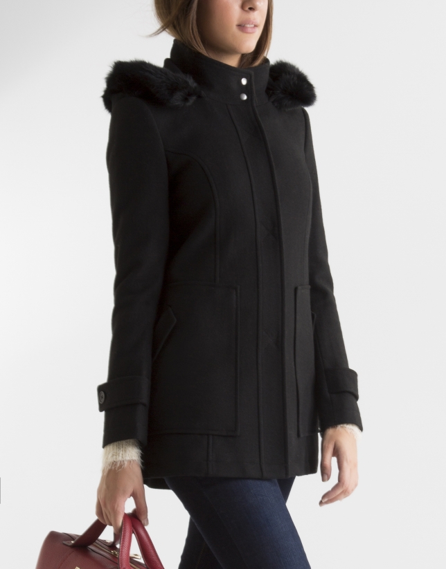 Short black coat with hood
