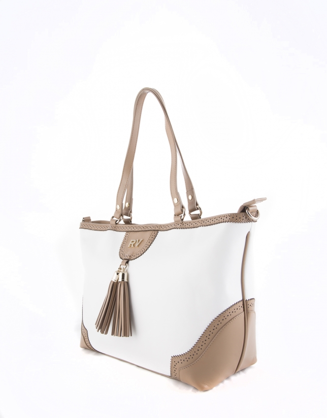 White and camel Marcela shopping bag 