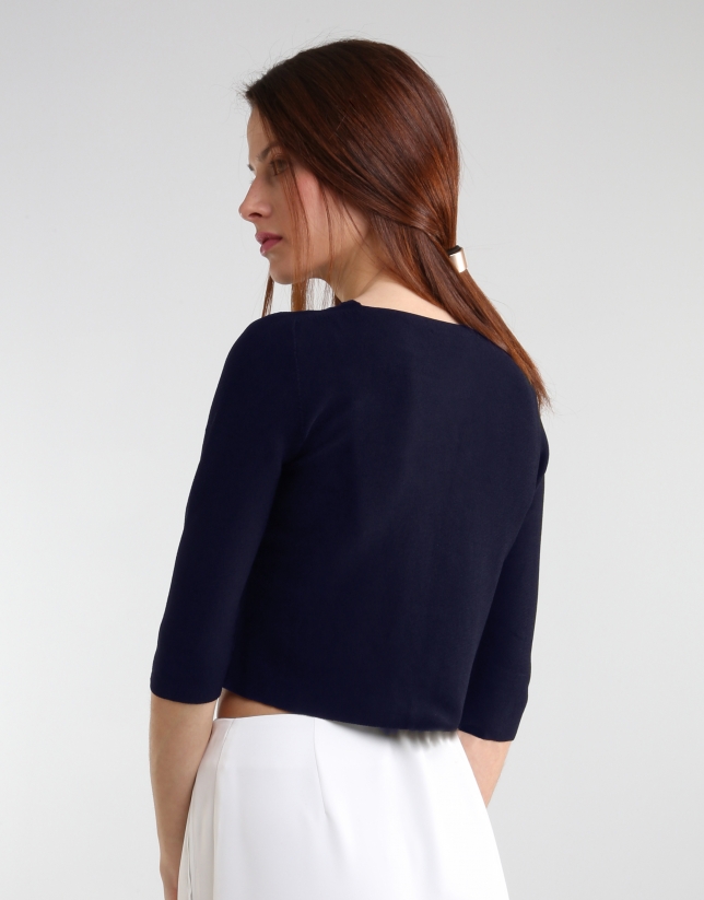 Short blue knit jacket