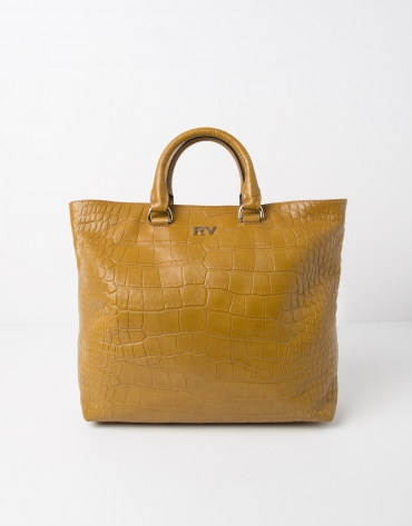 Mustard leather tote bag