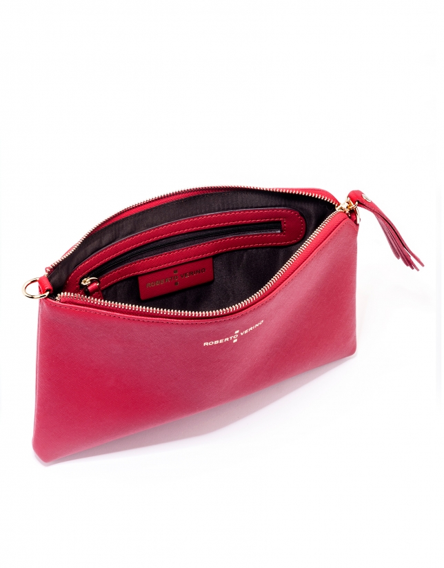 Red Saffiano leather Lisa Clutch 