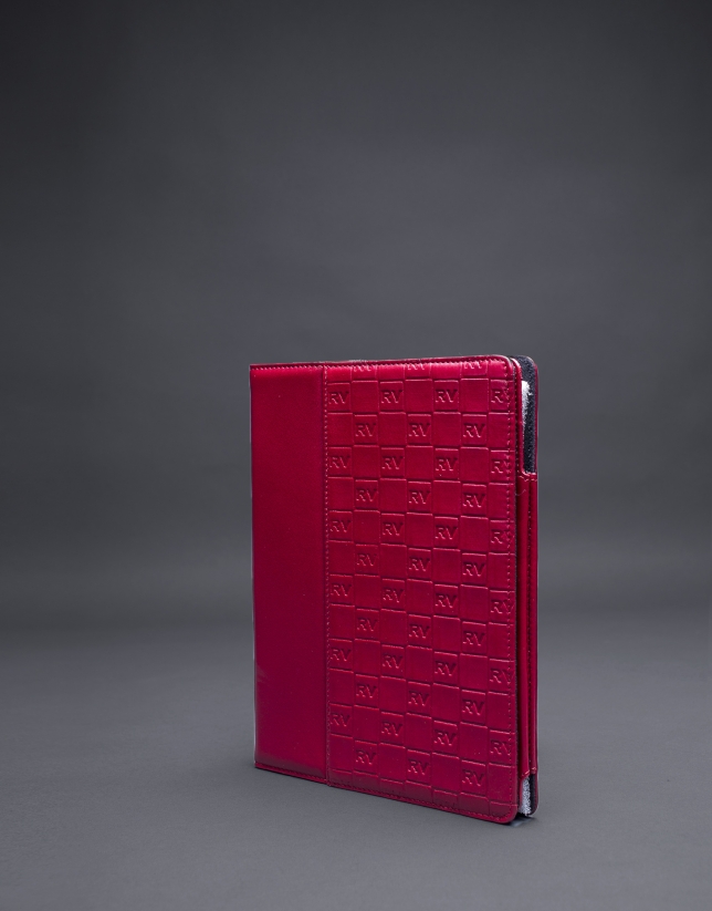 Red leather Ipad case with embossed RV