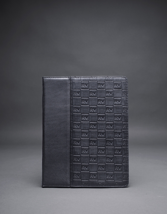 Black leather Ipad case  with embossed RV