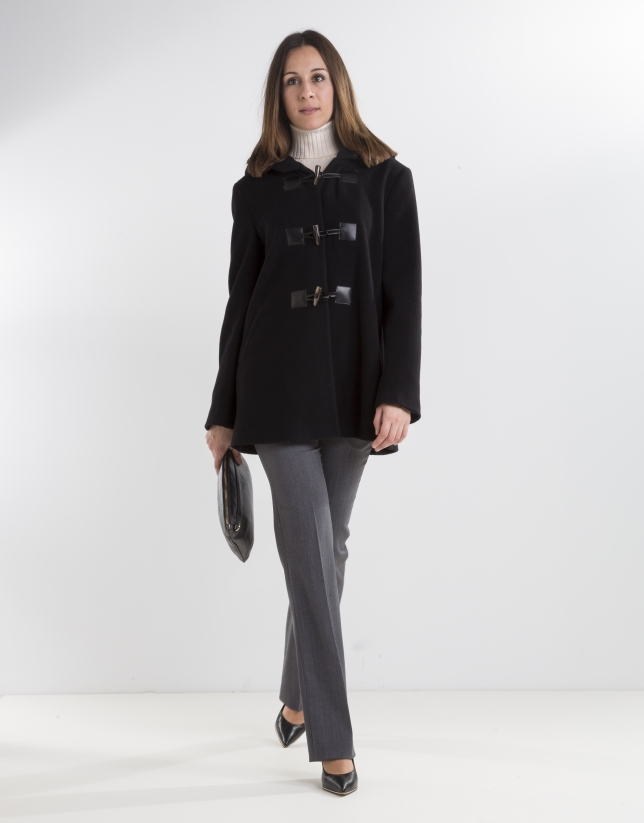 Black cashmere trench coat