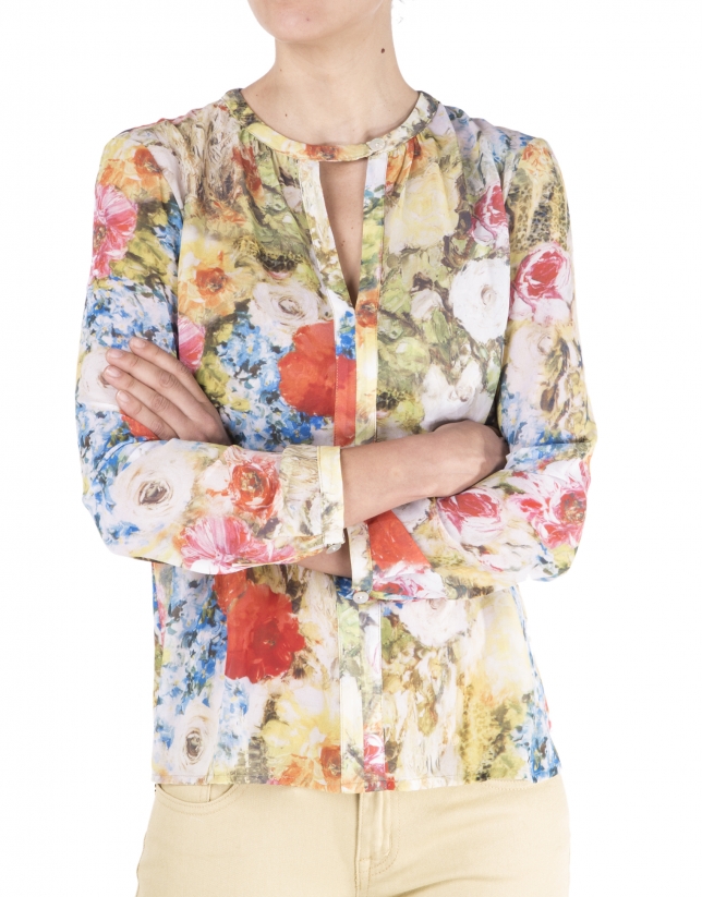 Long sleeve floral print shirt