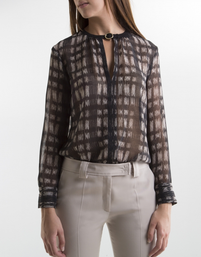 Grey checked blouse