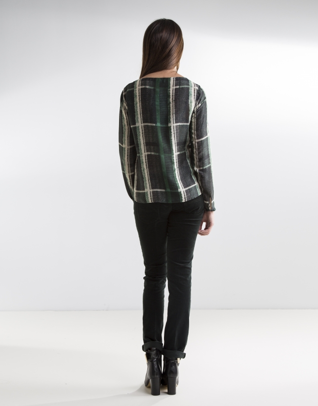 Green checked blouse