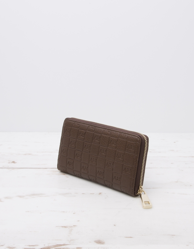 Brown billfold with logo