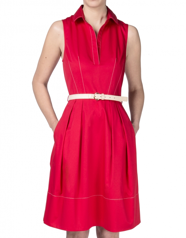 Red shirtwaist dress 