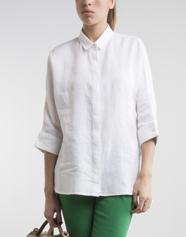 White shirt with three quarter sleeves