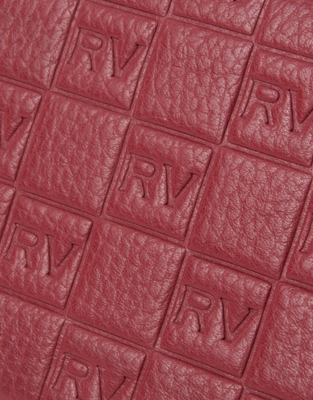Red cowhide leather vanity case