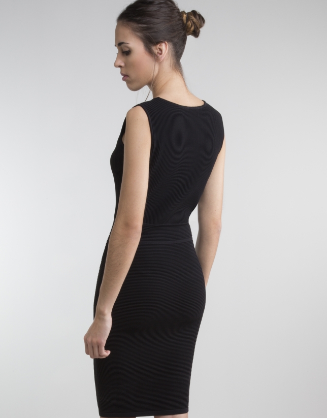 Black fitted knit dress