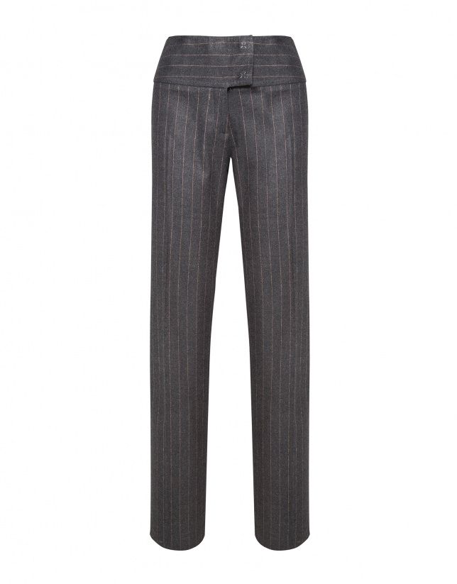 Straight gray and beige diplomatic striped pants 