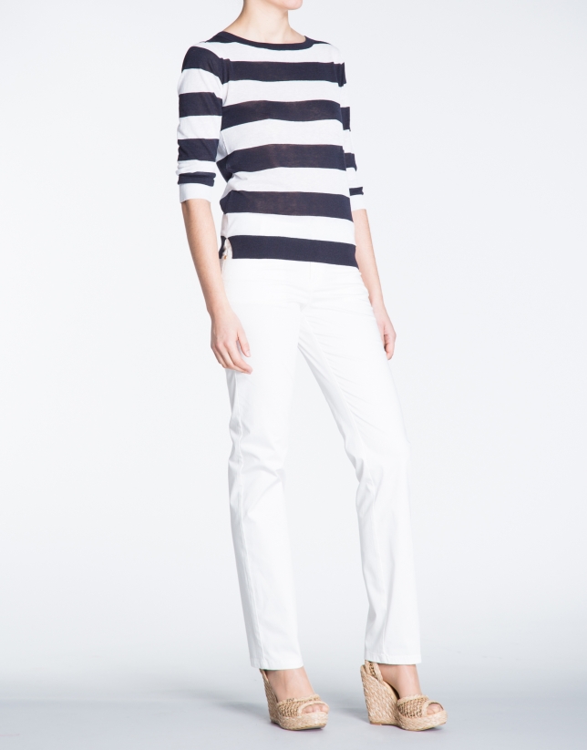 Sailor striped sweater with round neck 