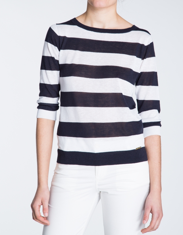 Sailor striped sweater with round neck 
