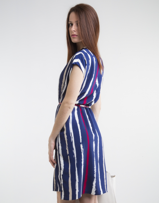 Blue striped shirtwaist dress