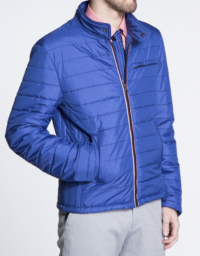 Blue quilted track jacket
