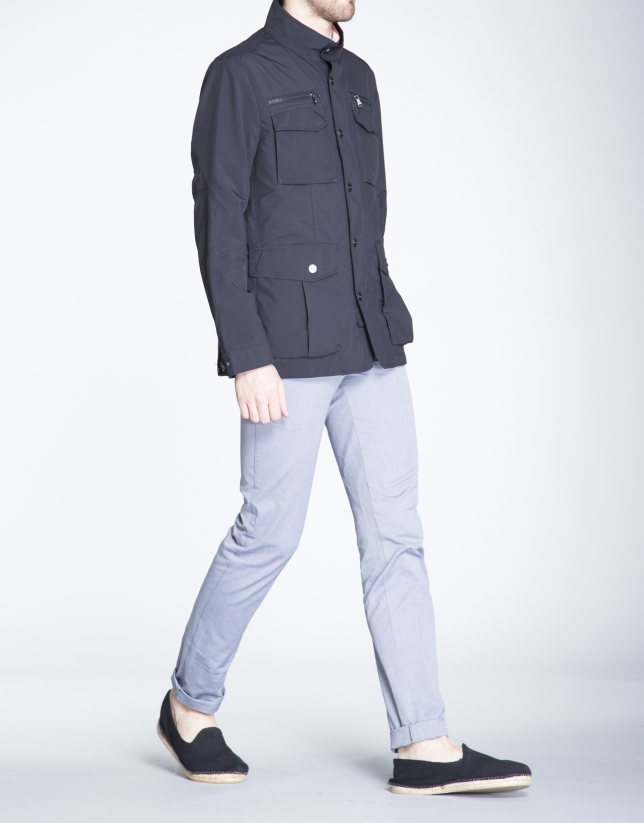 Navy blue track jacket with four pockets 