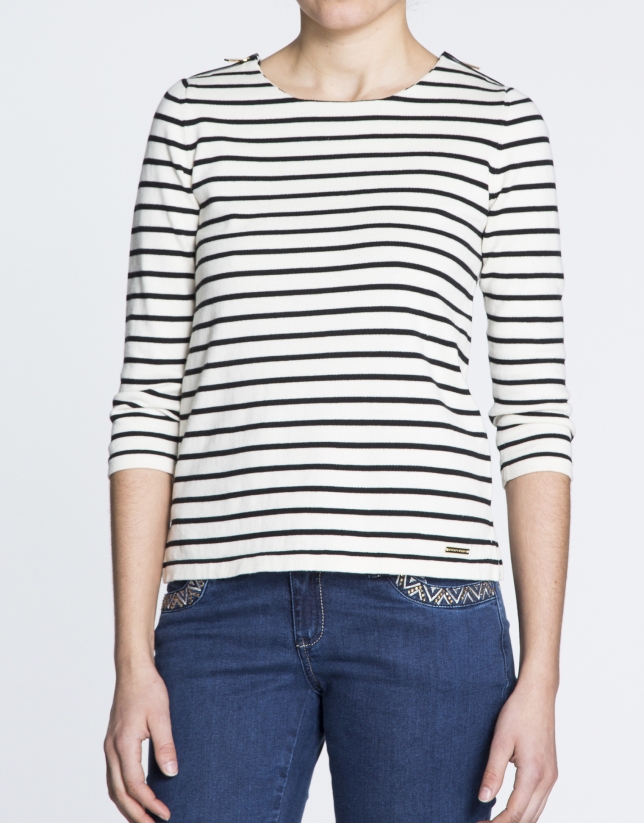 Sailor sweater with zippered shoulders
