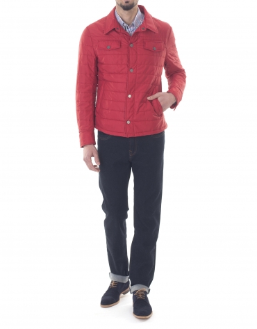 Red windbreaker with collar