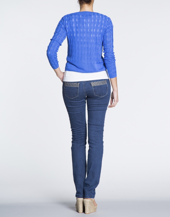 Klein blue sweater with ripple effect