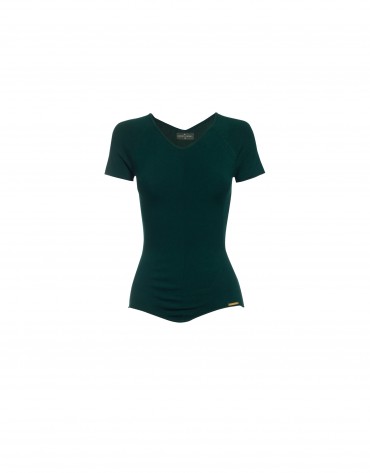 V-neck short sleeve green pullover