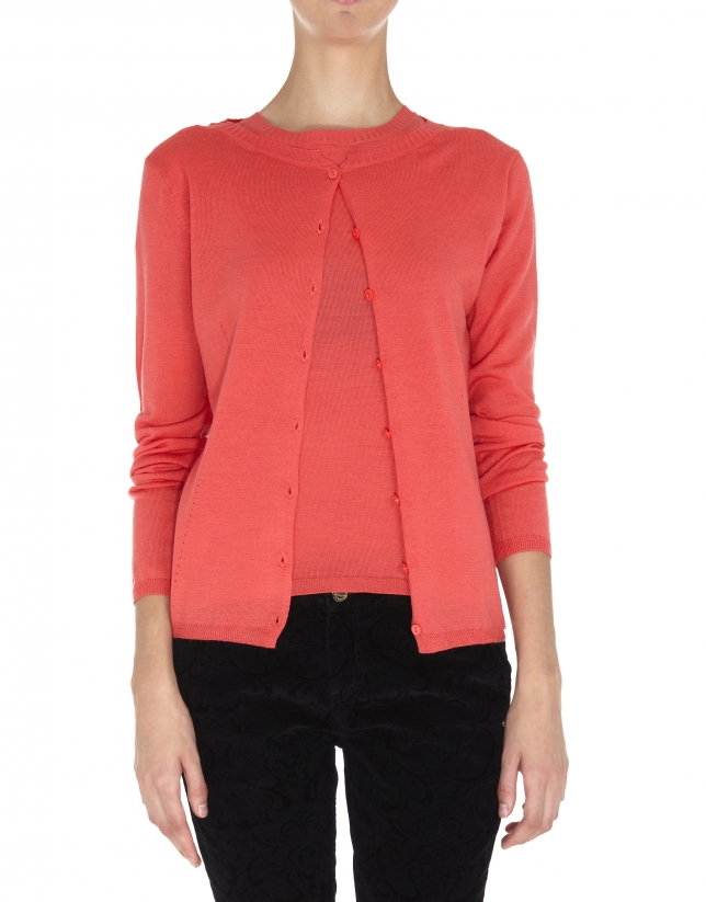 Coral wool and silk jacket