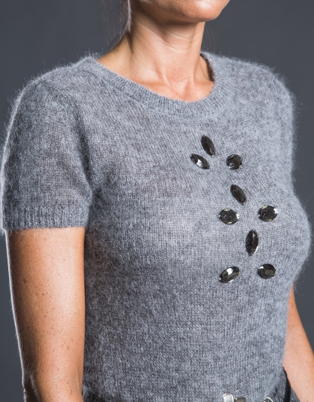 Gray sweater with beading