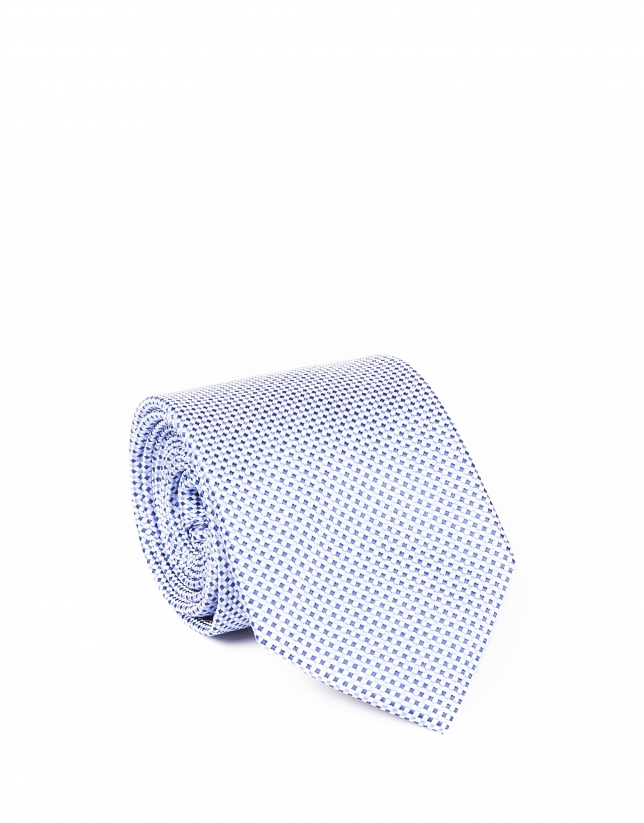 Blue microprint tie