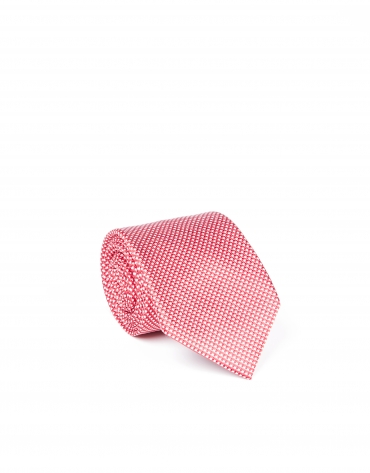 Red microprint tie