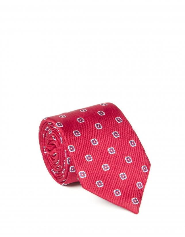 Red flower print tie