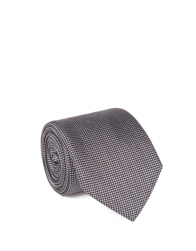 Gray microprint tie