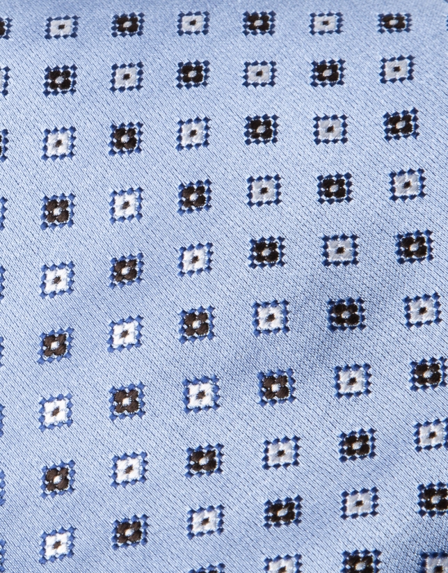 Blue tie with beige dots