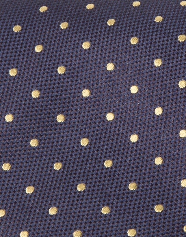 Navy blue tie with yellow dots
