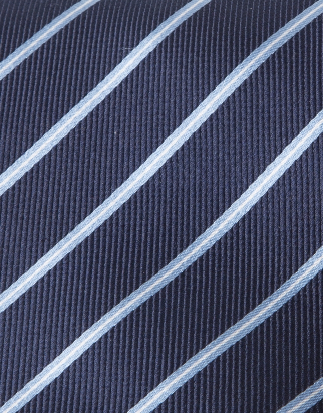 Navy blue and light blue striped tie 