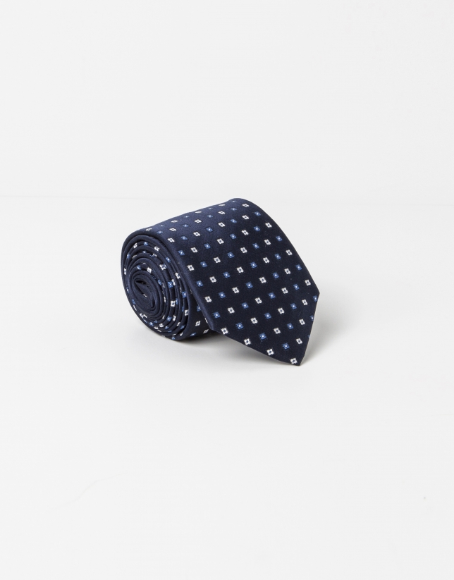 Navy blue and grey microprint tie