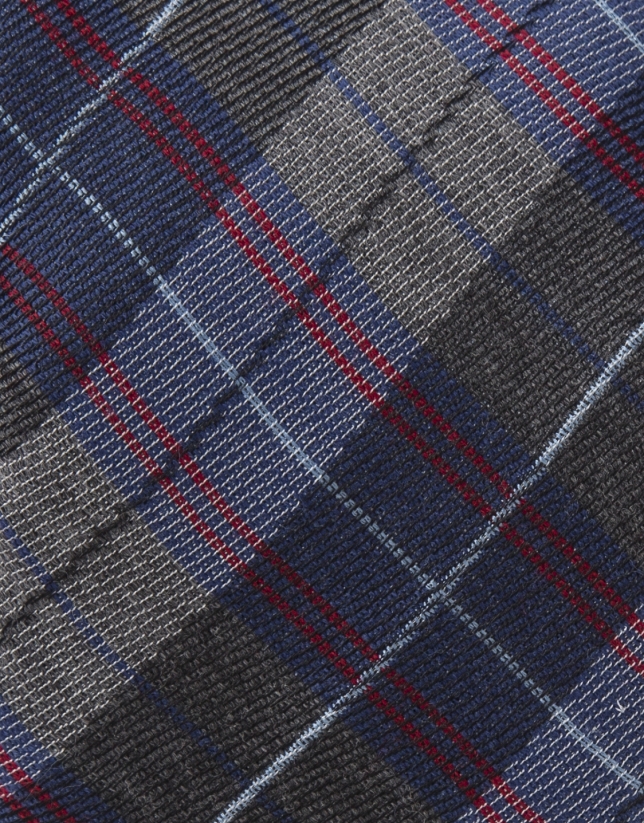 Checked silk/wool tie