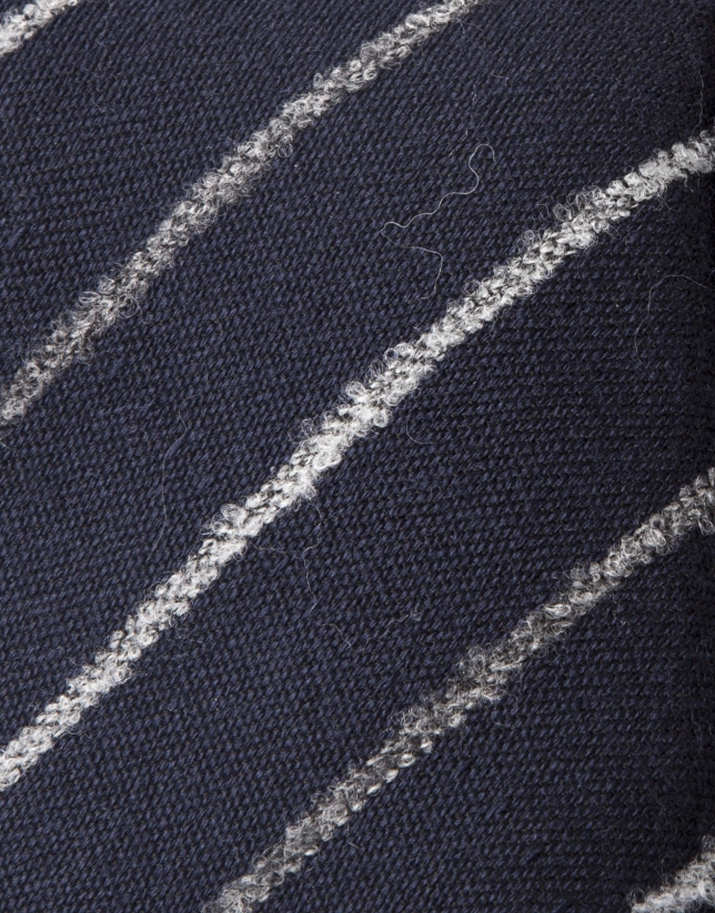 Navy blue and grey striped tie 