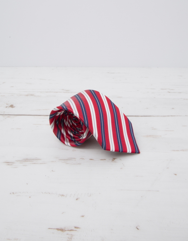 Navy blue / red striped tie