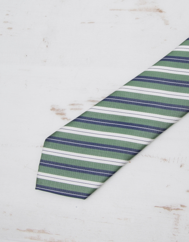 Navy blue /ivory striped tie