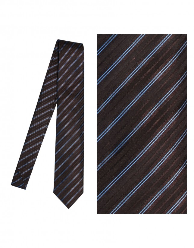 Brown striped silk tie