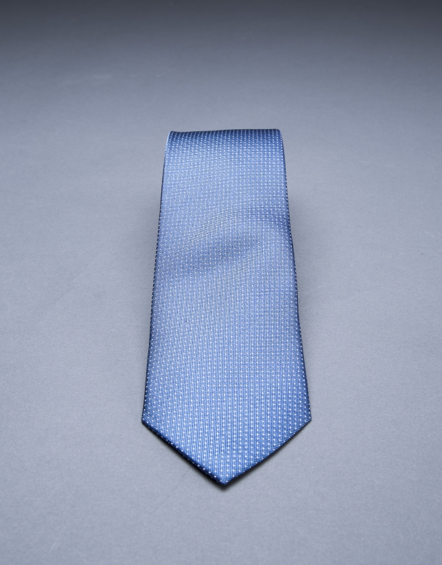 Blue and silver micro-dot tie 