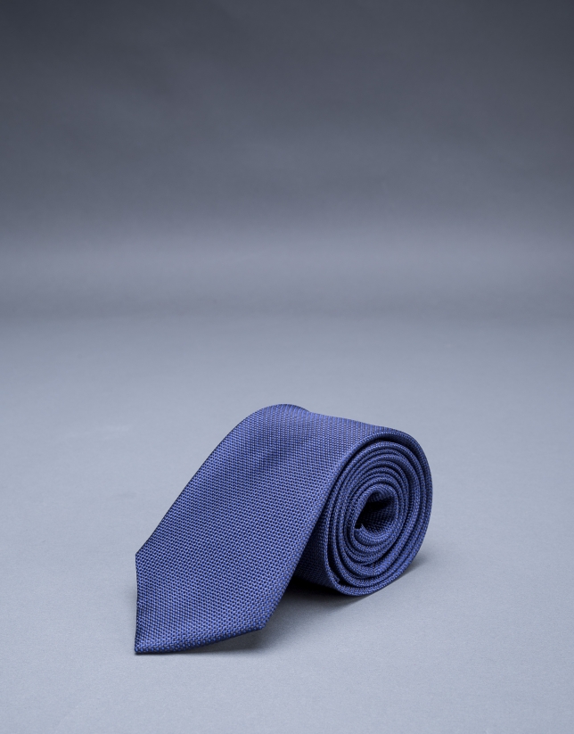 Blue micro-print tie 