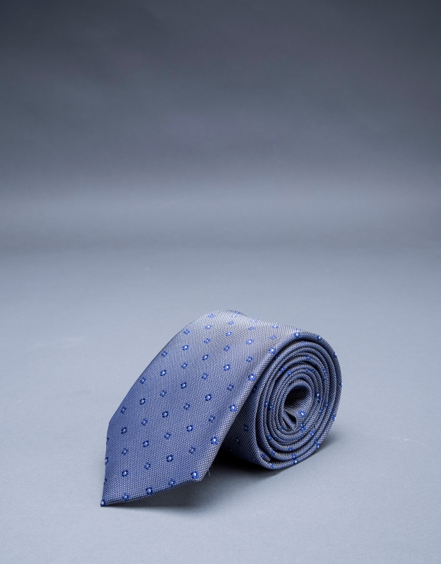 Corbata motivos azul gris