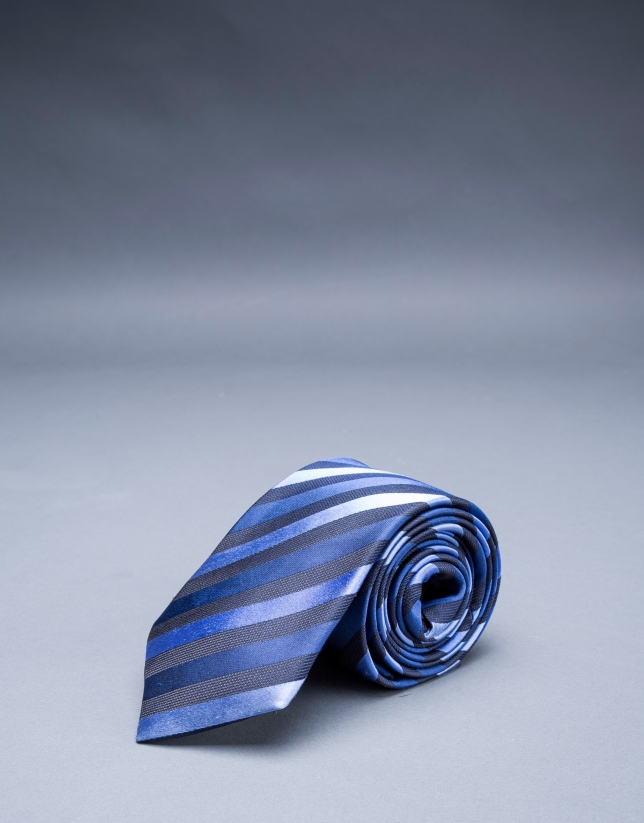 Blue diagonal striped tie