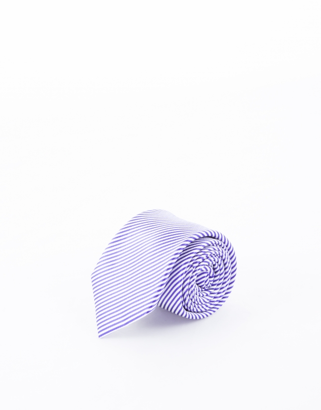 Blue and mauve striped tie 