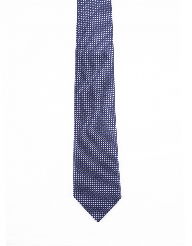 Blue tie with motifs