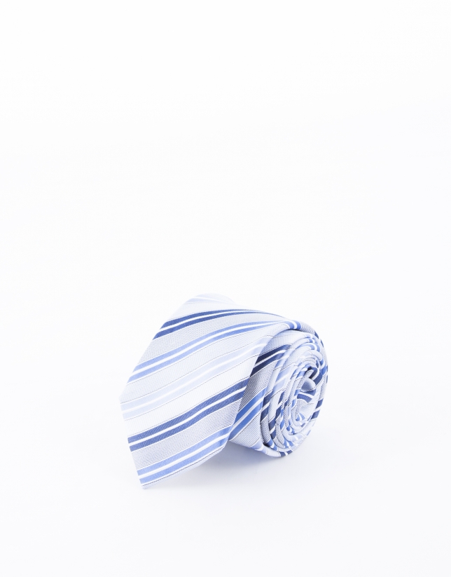 Corbata rayas  tonos azules