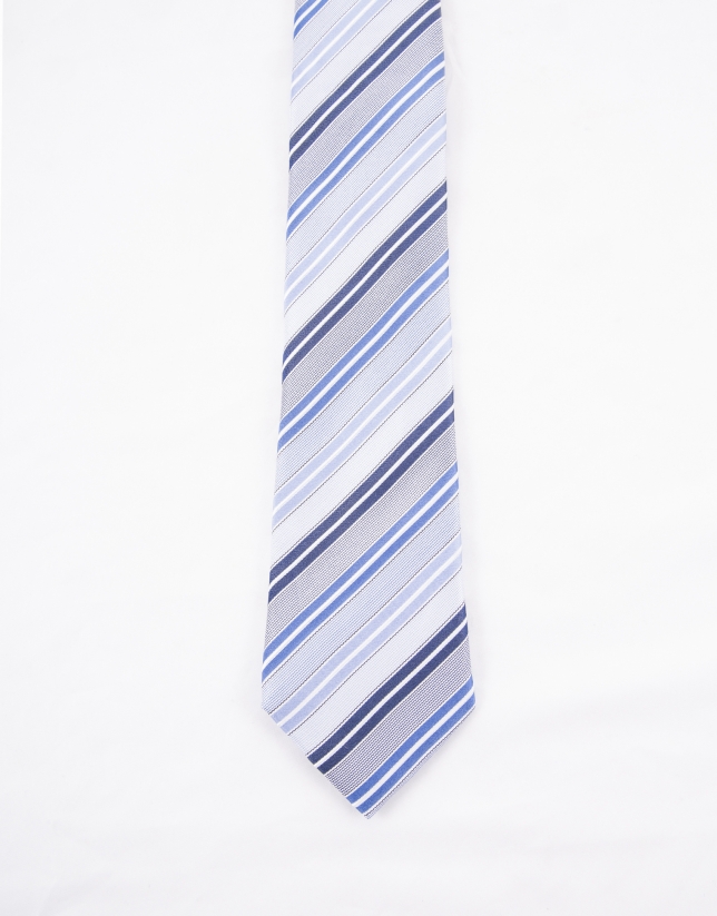 Corbata rayas  tonos azules
