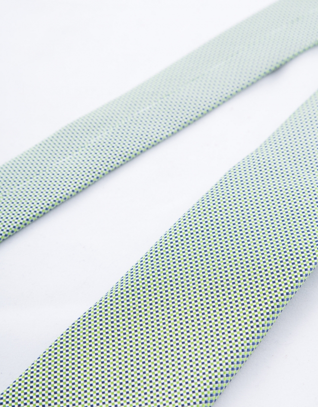 Green and blue microprint tie